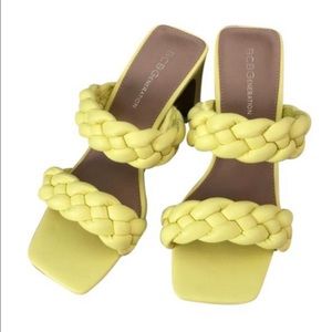 BCBG woven braided 2 straps squaretoe dress sandal